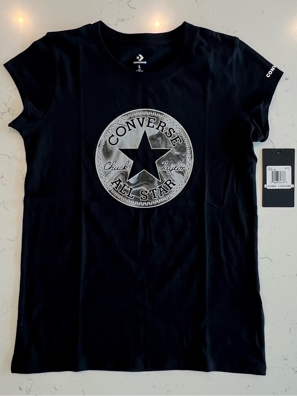Converse Girls Black Short Sleeve All Star Logo Tee